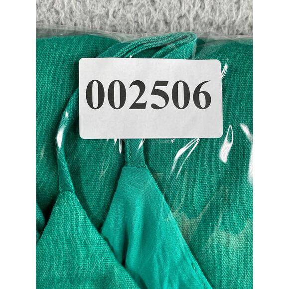 Lush Dress Women Medium Green Spaghetti Strap Mini Linen Button Front Wrap Lined - Picture 8 of 8